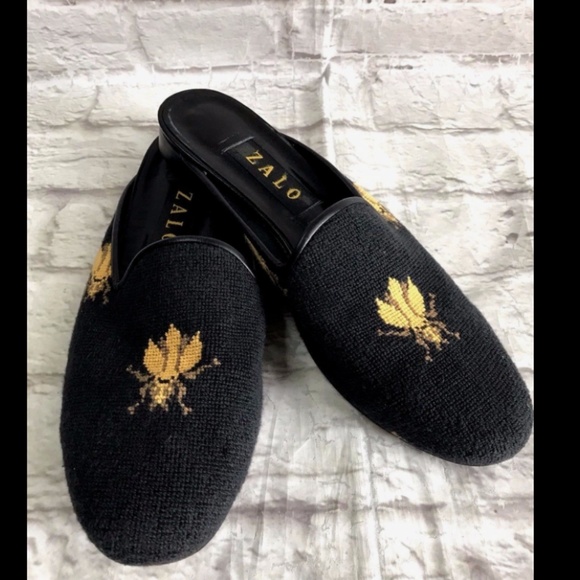 Zalo Shoes - ZALO Black & Yellow Bee Needlepoint Mule slide 7.5